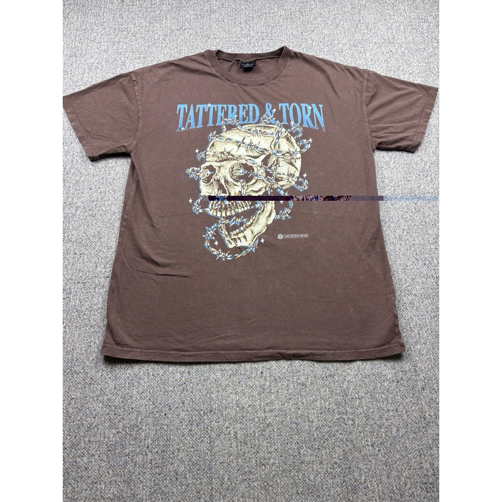 Empyre Barbed Skull T Shirt Mens S Small Brown‎ Graphic Short Sleeve Stonewashed